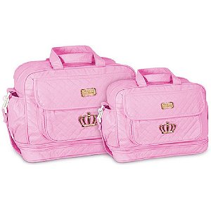 Kit Bolsa Maternidade Bebê Coroa Menina Menino Atacado Mave Rosa