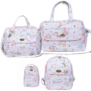 Kit Bolsas Maternidade Bebê 4 Peças Princesa Espera Feliz Baby