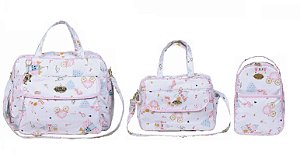 Kit Bolsas Maternidade Bebê 3 Peças Princesa Espera Feliz Baby