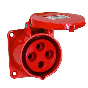 TOMADA INDUSTRIAL EMBUTIR 3P+T 32A 380/415V 6H VERMELHO IP44 - G4246 PSMR