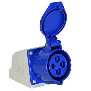 TOMADA INDUSTRIAL SOBREPOR 3P+T 32A 220/240V 9H AZUL IP44 - G4209 PSMR