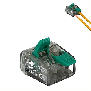 CONECTOR EMENDA SLIM 62 2P 32A CONDUTOR 0,5 - 4MM 450V - CMK622 PSMR