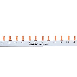 BARRAM. TIPO PENTE DIN BIP.   80A 2 X 28 CIRCUITOS 1000MM