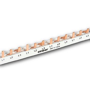 BARRAM. TIPO PENTE DIN BIP.   80A 2 X   6 CIRCUITOS 210MM