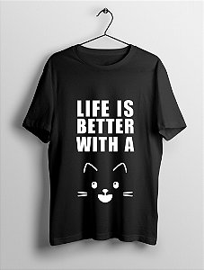 Camiseta T-Shirt Personalizada Life is Better With a Cat