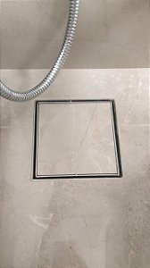 Ralo Quadrado Oculto de 20 x 20 Cm Em Aço Inox | Com Frisos de Acabamento