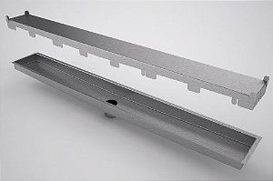 Ralo Linear Invisível de Aço Inox de 50 cm X 8 cm - Saída Centro Vertical