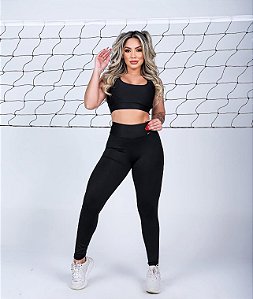Calça Legging Fitness Feminina Cintura Alta I Poliéster com Elastano Básica