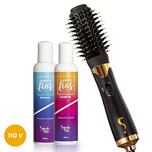 Kit Escova Secadora Modeladora Lara 110V + Shampoo + Bálsamo