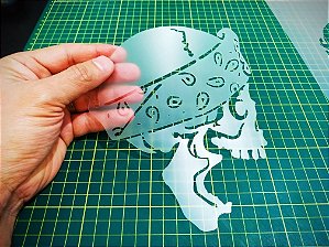 Stencil Caveira com Bandana para Aerografias e Pinturas - 2R17