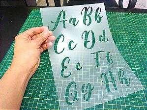 Stencil Letras Cursivas - Alfabeto com 5cm