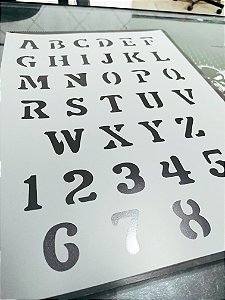 Stencil Alfabeto Letras e Números para Pinturas