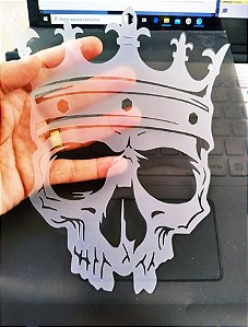 Stencil Caveira com Coroa Para Aerografia e Pintura - 2R07