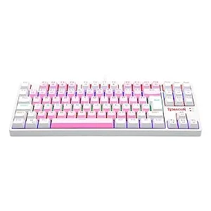 TECLADO MECANICO GAMER REDRAGON DAKSA BRANCO/ROSA SWITCH AZUL - 12892