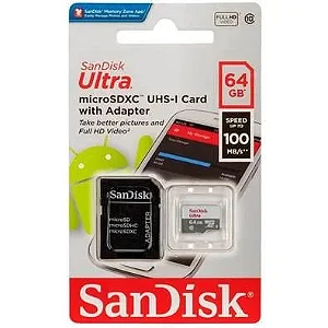 CARTAO DE MEMORIA SANDISK 64GB ULTRA MICROSD CLASSE 10 - 13040