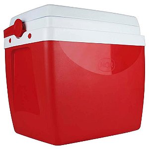 Caixa Térmica cooler 26 L Vermelha MOR Vira Mesa Porta Copos