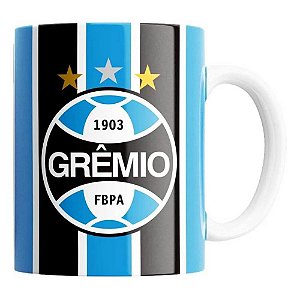 Caneca Grêmio Cerâmica Tricolor Oficial Grande Presente