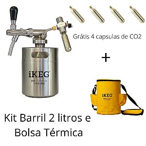 Kit chopeira inox e bolsa térmica de 2 litros iKeg – Grátis 4 Capsulas de CO2