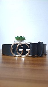 Cinto GG Preto - Fivela Prata