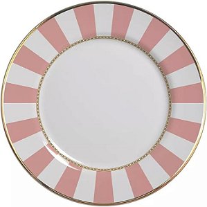 Conjunto 6 Pratos Rasos Stripe Rosa - Alleanza
