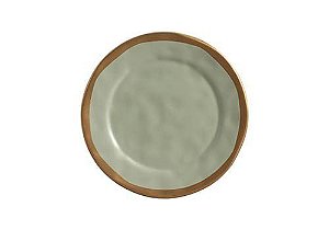 Conjunto 6 Pratos Raso Verde Com Filete Amassada - Scalla