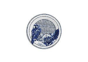 Conjunto Prato Sobremesa Arara Listado Azul