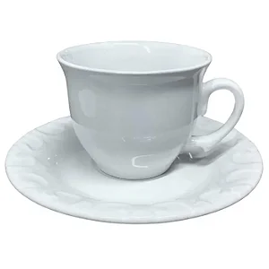 Jogo de Xícaras Colonia em Cerâmica 250 ml Branco – Scalla