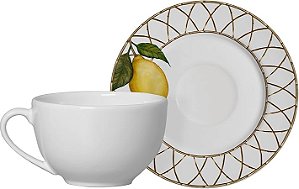 Conjunto com 6 Xícaras de Chá com 6 Pires Siciliano 200ml - Alleanza