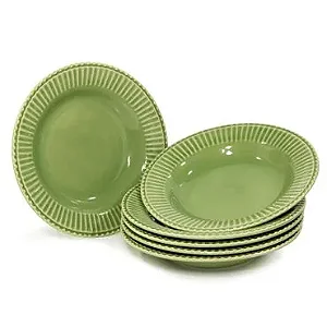 Conjunto 6 Pratos Fundo Frisada Verde Cristina - Scalla