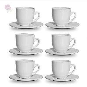 Conjunto 6 Xicaras Chá Com Pires Standard Branco - Scalla
