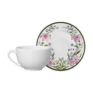 Conjunto 6 Xicaras Chá c/ Pires Belle Bouquet - Alleanza