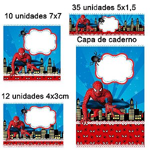 Etiqueta escolar Homem Aranha com 58 unidades