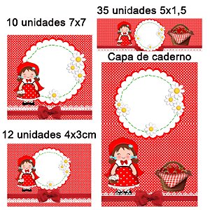 Etiqueta escolar Chapeuzinho Vermelho com 58 unidades