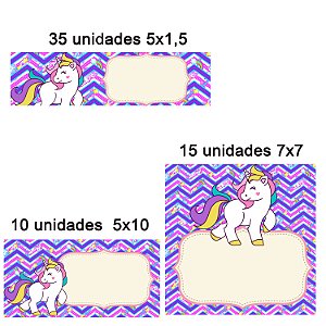 Etiqueta escolar Unicórnio  com 60 unidades