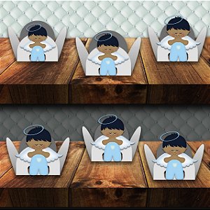 Forminha batizado com aplique  menino negro com 100 unidades