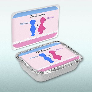 Rótulo adesivo para  marmitinha chá de revelação com 10 unidades