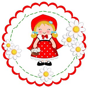 Adesivo redondo  chapeuzinho vermelho com 10 unidades