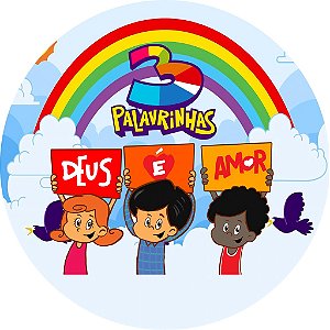 Rótulo Adesivo Redondo Três Palavrinhas  com 20  unidades