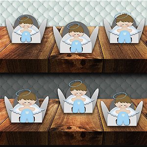 100 Forminhas para batizado menino com aplique