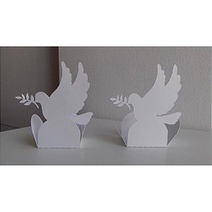 Forminha de pombinha branca para batizado menino ou menina 10 unidades