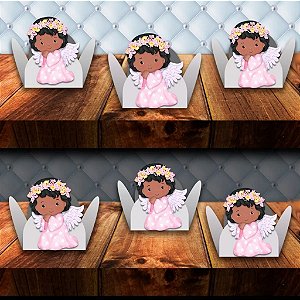 Forminha para docinhos batizado anjinha negra com 100 unidades