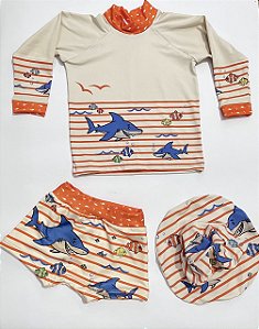 conjunto UV infantil tubarão