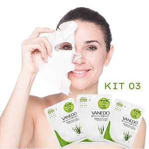 Kit com 03 Mascara Limpeza Hidratação Facial