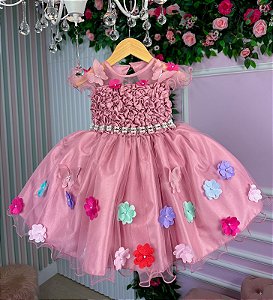 Vestido Princesa Belli Anabel Jardim Encantado Azul Bebe - Roupa  Infantil