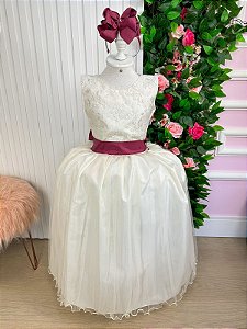 Vestido daminha sale com laço marsala