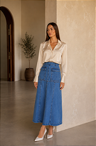 Saia Jeans Midi