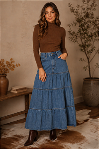 Saia Jeans midi