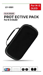 Case Capa Switch + Película Vidro + 4 Grips + Capa Tpu Oled Cor Preto