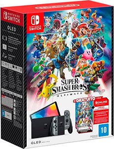 Nintendo Switch OLED Super Smash Bros 512GB Destravado + 40 Jogos - Semi Novo
