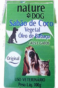 SABÃO DE COCO PARA CÃES E GATOS VEGETAL  COM ÓLEO DE BABAÇU NATURE DOG  - 100G